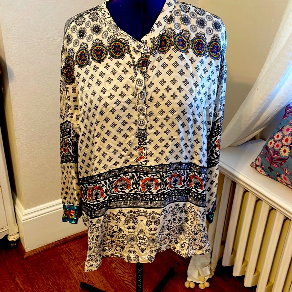 Johnny Was long sleeve silk blouse. Gently used and in excellent condition.